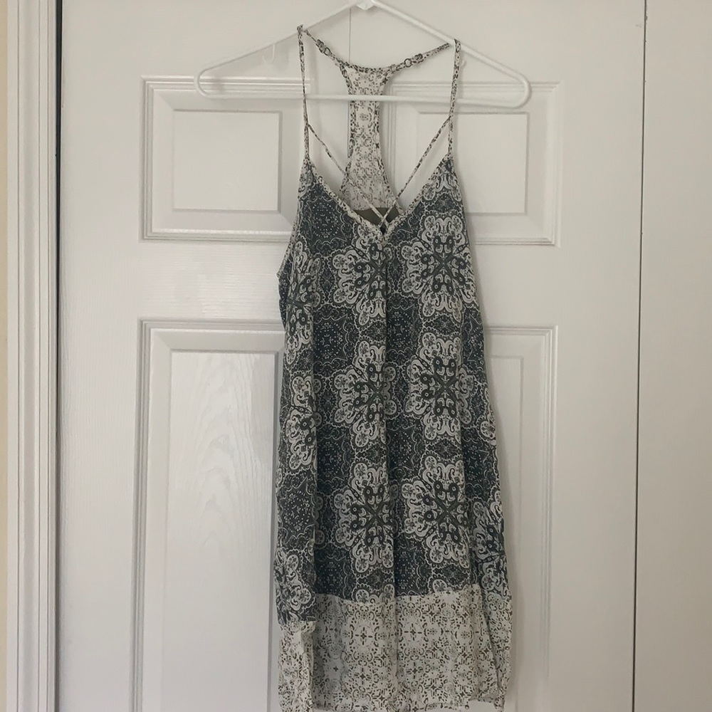 Green and white summer dress